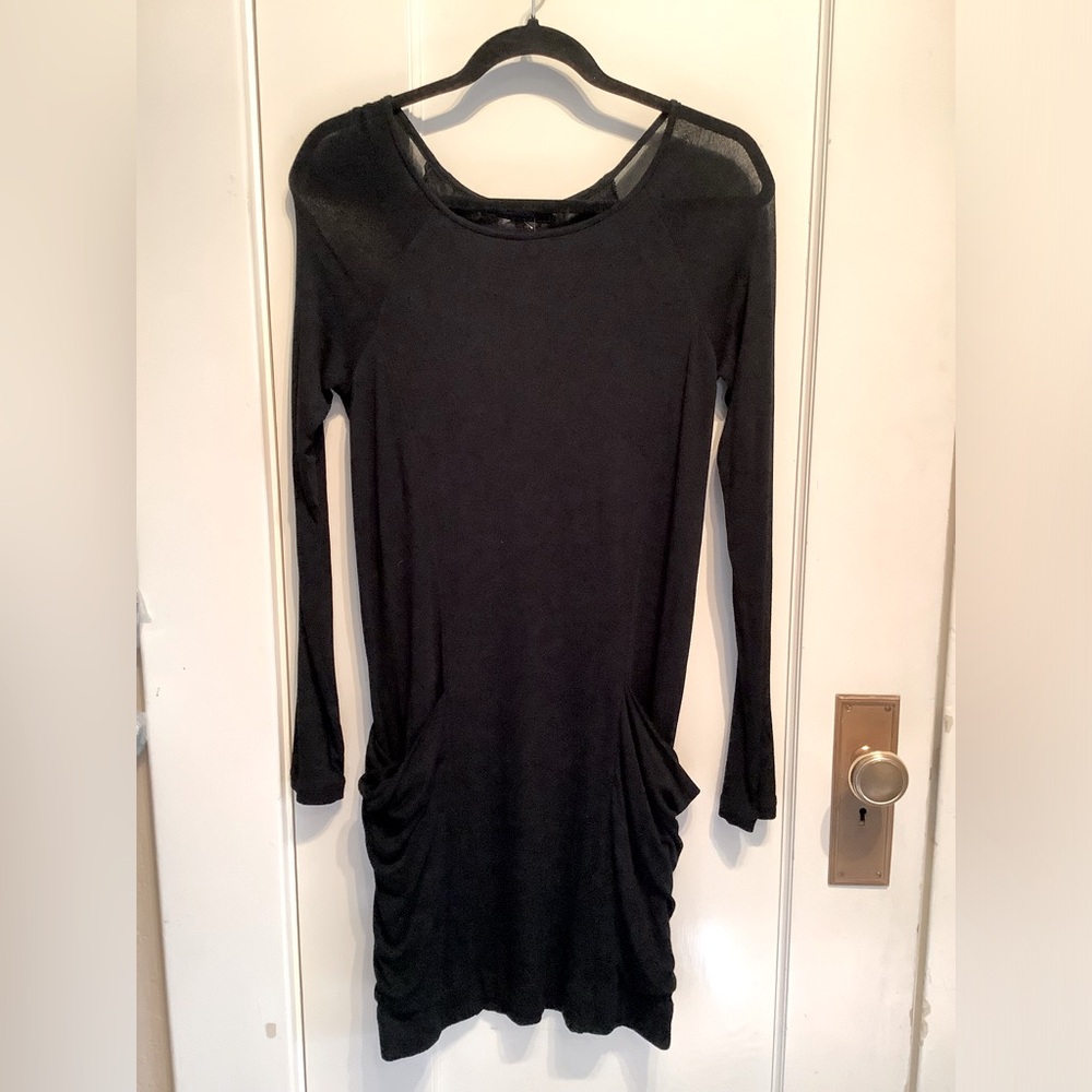 Black Long Sleeve Sweater Dress with Pockets